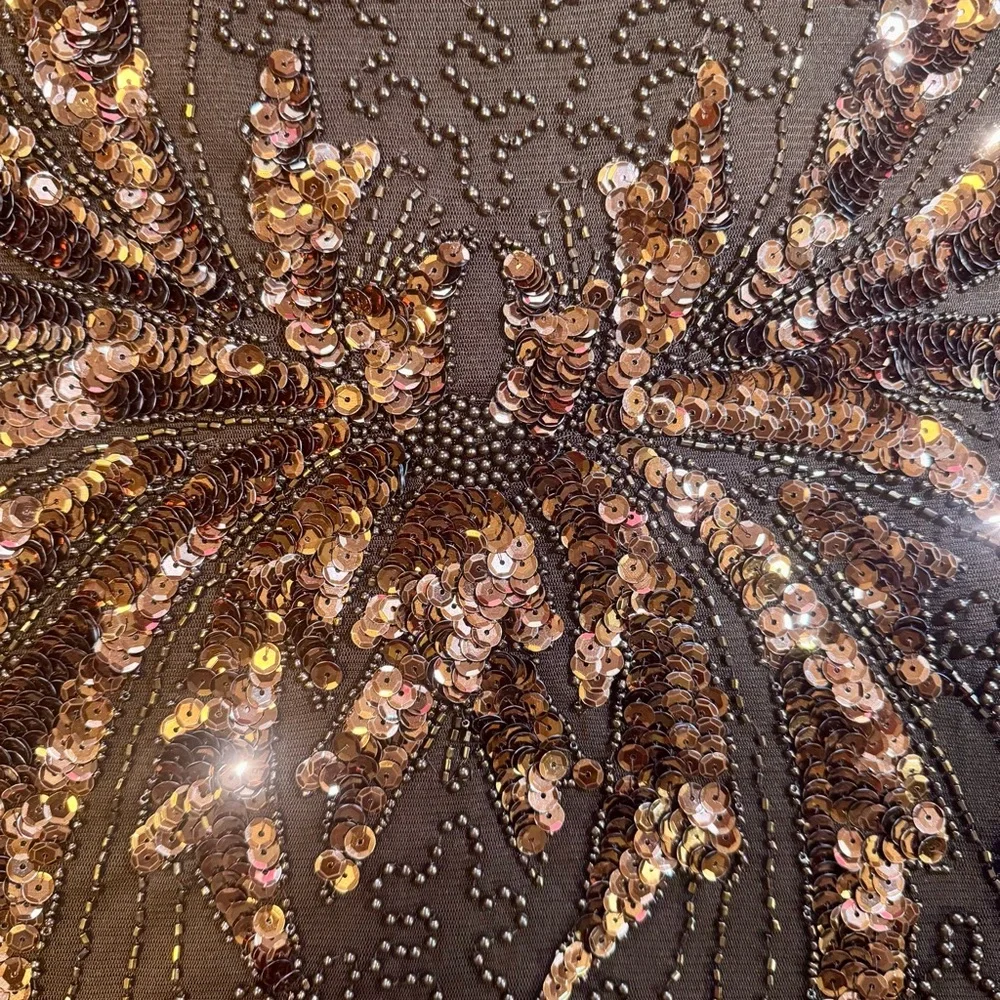 Brown Sequin Embellished Sleeveless Tank Top - Picture 4 of 7